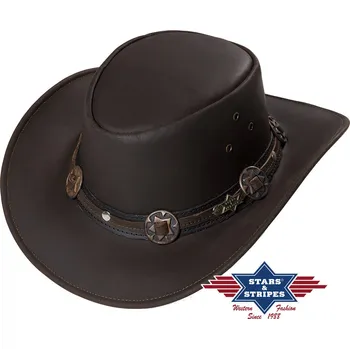 Klobouk Stars & Stripes Kožený westernový klobouk "HUCK Velikost: S