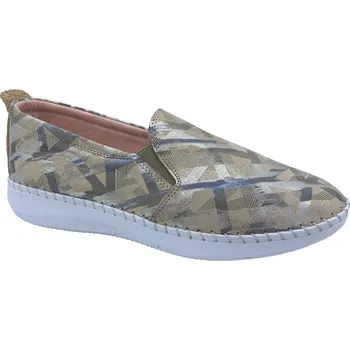 Dámské polobotky Dámské kožené mokasíny Looke 0866 béžové lesklé Velikost: 38 (EU)