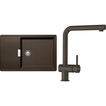 Granitový dřez Set Schock S14-1 (dřez Tia D-100LS Bronze + baterie Epos Bronze)