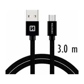 Datový kabel SWISSTEN datový kabel USB/micro USB, textilní oplet, 3 m Barva: Červená