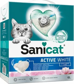 Podestýlka pro kočku Sanicat Active White Lotus Flower Fragrance hrudkující kočkolit 6 l