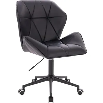 Kadeřnické křeslo ekokůže Horten XL na černé podstavě s kolečky - černé