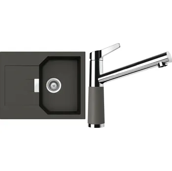 Granitový dřez Set Schock S15-6 (dřez Manhattan D-100XS Asphalt + baterie SC-510 Asphalt)