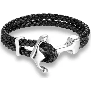 Náramek Amparo Miranda® Kožený náramek s kotvou NK235 černý