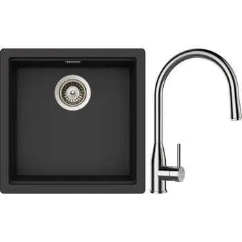 Granitový dřez Set Schock S27-7 (dřez Kiruna N-100 Dusk + baterie Kavus.120 Nerez + komponenty Nerez)