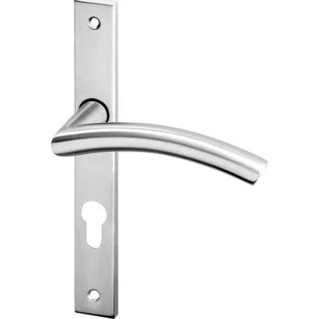 Dveřní kování AC-T SERVIS Dveřní klika PIPA nerez - úzké hranaté štítové kování 90 mm Provedení štítu: PZ - fabkový klíč