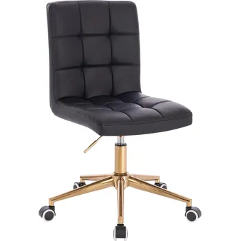 Kosmetické křeslo ekokůže Vestland na zlaté podstavě s kolečky - černé