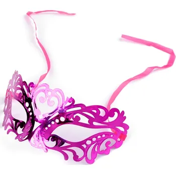 Karnevalová maska Karnevalová maska - škraboška metalická Fialovorůžová