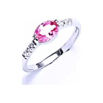 Prsten Zlatý prsten , pink zirkon, bílé i žluté zlato - VR 237