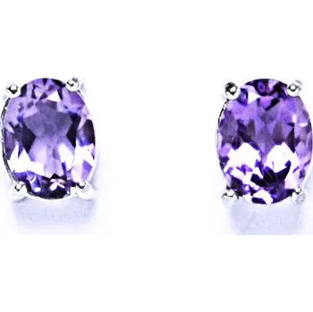 Náušnice Stříbrné náušnice přírodní ametyst světlý - NŠ1245 (Stříbrné náušnice s přírodním ametystem 8x6 mm)