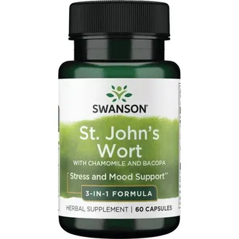 Přírodní produkt Swanson St. John's Wort with Chamomile and Bacopa, Třezalka s heřmánkem a bakopou, 60 kapslí