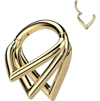 Piercing Atreya Trojitý titanový kroužek s otevíráním Chevron Barva: Zlatá, Délka / Průměr: 8 mm