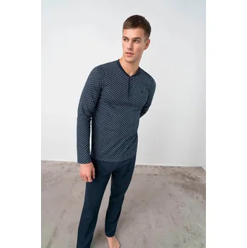 Pánské pyžamo Klasické pánské dvoudílné pyžamo 17600 - Vamp tmavě modrá - vzor M