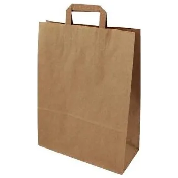 Papírová taška ploché ucho 320x120x410 mm nosnost 8 kg cena za: 100 ks v kartonu, Barva: Hnědá bílá, nebo hnědá.