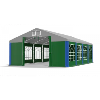 Zahradní stan Párty stan 5x20x2m střecha PVC 560g/m2 boky PVC 500g/m2 konstrukce ZIMA PLUS Šedá Zelená Modrá