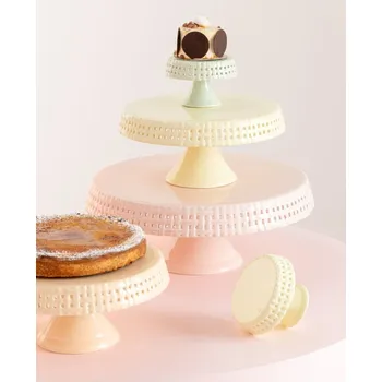 Zelený keramický podnos na noze Hella Pastel Green S - Ø 11*7cm