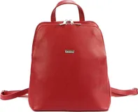 MiaMore Kožený dámský módní batůžek se dvěma oddíly červený