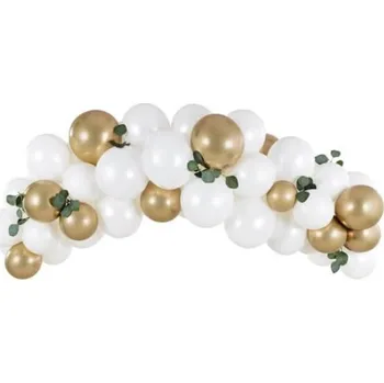 PartyDeco Balonková girlanda bílo zlatá