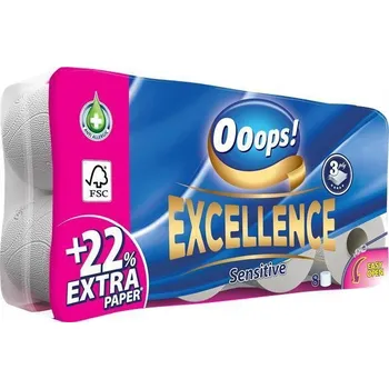 Toaletní papíry Toaletní papír Ooops! Excellence , 3vrstvý, 8 rolí ,balení 8 ks OOPS