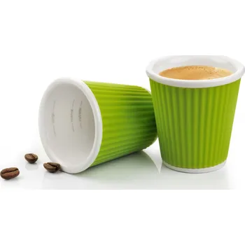 LES ARTISTES A-0622 Set 2 porcelánových šálků se silikonem 100ml, zelená