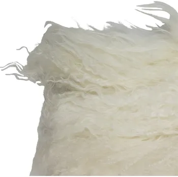 Podsedák Kožený bílý podsedák dlouhý chlup Curly white - 40*40*2cm