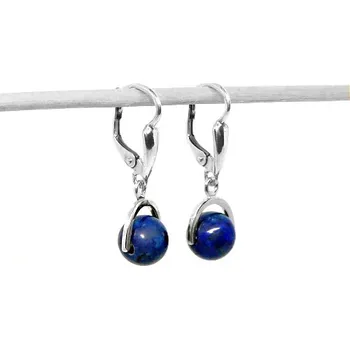 Náušnice Stříbrné náušnice přírodní dumortierit - 3455 (Stříbrné náušnice s přírodním dumortieritem 8 mm)