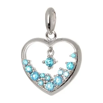 Přívěsek Stříbrný přívěšek srdce s modrými zirkony STRZ0941F