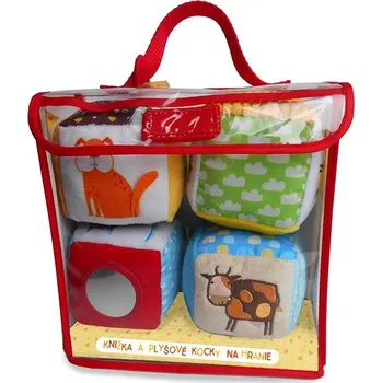 Hračka pro nejmenší Knižka a plyšové kocky na hranie Zvieratá z farmy Kniha