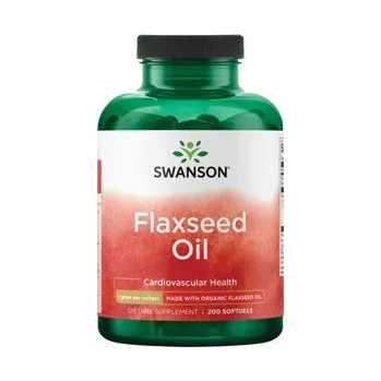 Swanson Flaxseed Oil Doplněk stravy pro kardiovaskulární zdraví 200 ks, gelové tablety, 1 g