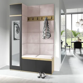 Předsíňová stěna Předsíňová stěna Emi 22 - dub/černá Barva panelů: Pastelová růžová - Trinity 19