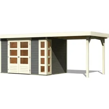 Zahrada dřevěný domek KARIBU KERKO 4 + přístavek 240 cm (82941) terragrau