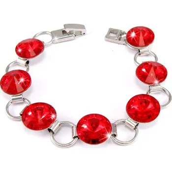 Náramek Swarovski Elements Rivoli 12mm - Rhodiovaný náramek červený 33111.1 Light Siam (červená)