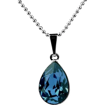 Náhrdelník Swarovski Elements Pear - Stříbrný náhrdelník (přívěsek + řetízek) modrá slzička, kapka 34252.3 Montana Blue (modrá tmavá, indigo, kobaltová)