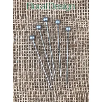 Party dekorace Perličky 6mm / 65mm na špendlíku 100 ks stříbrná