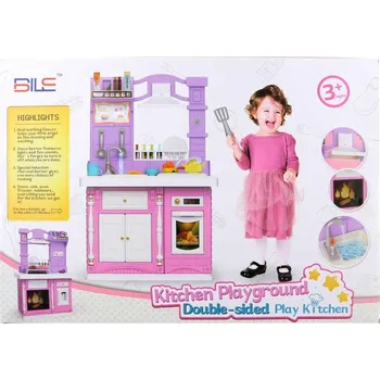 Dětská kuchyňka Kuchyňka dětská velká set s funkčním dřezem a nádobím na baterie Světlo Zvuk + Doprava ZDARMA