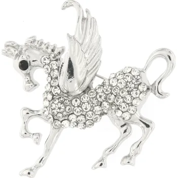 Brož Brož - koník pegas, vyskládaný zirkony - stříbrné barvy 9001497