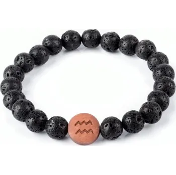 Náramek Abatoni dámský / pánský náramek Lávový kámen 8mm se znamením zvěrokruhu Vodnář (lat. Aquarius)