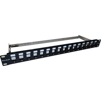 Patch panel XtendLan Patch panel 19", 16 portů, Cat6a, stíněný, s keystone XL-PP19-16C6AS-B