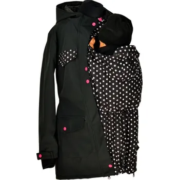 Šátek na nošení dítěte Shara Softshellový KABÁT jaro/podzim - přední nošení Velikost: L, Vzor: černý s hvězdičkami