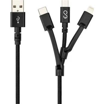 Mobilní telefon Datový kabel Epico opletený kabel 3in1 (USB-C, MicroUSB a Lightning to USB-A) - černý