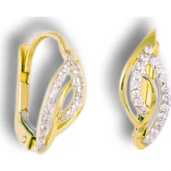 Náušnice GEMMAX Zlaté náušnice - osazené bílými zirkony – zlatý šperk ryzosti 585/1000 v Dárkovém balení s Certifikátem GLEYB-86051