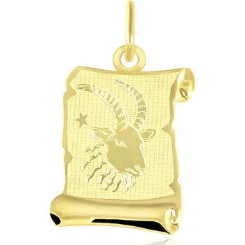 Přívěsek GEMMAX Velký zlatý přívěsek Kozoroh - měsíční znamení pergamen mat – zlatý šperk ryzosti 585/1000 v Dárkovém balení s Certifikátem GUPYN-35491