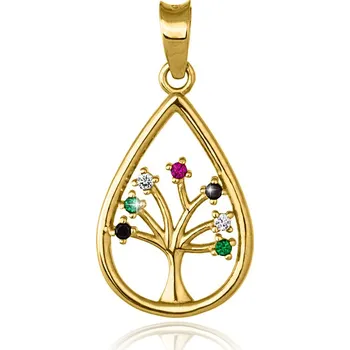 Přívěsek GEMMAX GLPYV1952 Zlatý přívěsek Stromem života zdobený zirkony – zlatý šperk ryzosti 585/1000 v Dárkovém balení s Certifikátem GLPYV-19521