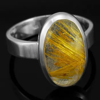 Prsten Stříbrný prsten (Ag 925/1000) s broušeným sagenitem QAA, vel. kamene cca 18 x 12 mm, RARITA (KRS7867R)