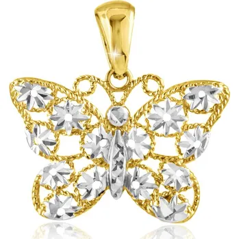 Přívěsek GEMMAX Zlatý přívěsek Motýl zdobený filigrány – zlatý šperk ryzosti 585/1000 v Dárkovém balení s Certifikátem GLPCN-28161