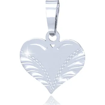 Přívěsek GEMMAX Original – garance kvality Přívěsek Srdíčko z bílého zlata s ruční rytinou – zlatý šperk ryzosti 585/1000 v Dárkovém balení s Certifikátem GBPWN-17071