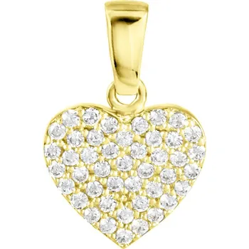Přívěsek GEMMAX Zlatý přívěsek Srdce poseté zirkony – zlatý šperk ryzosti 585/1000 v Dárkovém balení s Certifikátem GLPYB-28451