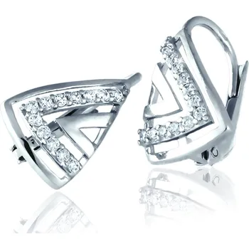 Náušnice GEMMAX GLEWB2252 Zlaté dámské náušnice zdobené zirkony - bílé zirkony, bílé zlato – zlatý šperk ryzosti 585/1000 v Dárkovém balení s Certifikátem GLEWB-22521