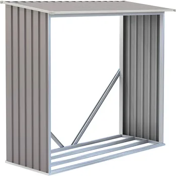Dřevník Kovový přístřešek na dřevo 182x75 - šedý (Kovový přístřešek na dřevo)