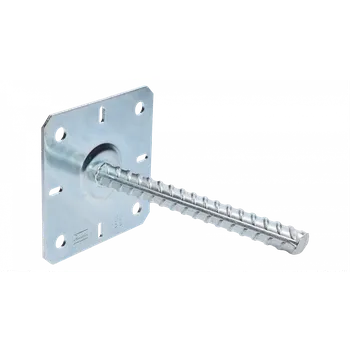 Stavební materiál domax Pätka stĺpika s podstavcom 100x205mm, 3mm pozink, počet děr o průměru 12mm-4ks, počet otvorov 6/9mm-4ks